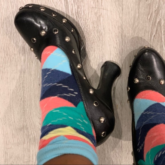 MISHELLE ROMA Vintage Platform Studded Retro Spool Heel Gold Leather Insole - Picture 9 of 10